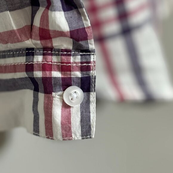 ALC Plaid Lightweight Cotton Long Sleeve Button Front Top Size L - Picture 4 of 4